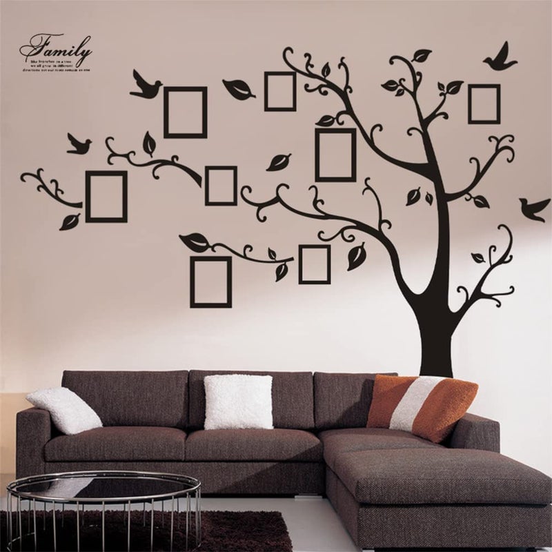 Large Family Tree Wall Deccor for Living Room DIY Black Photo Frame Wall Decor Sticker Decal Art Dcor for Living Room Home DecorBlack Tree
