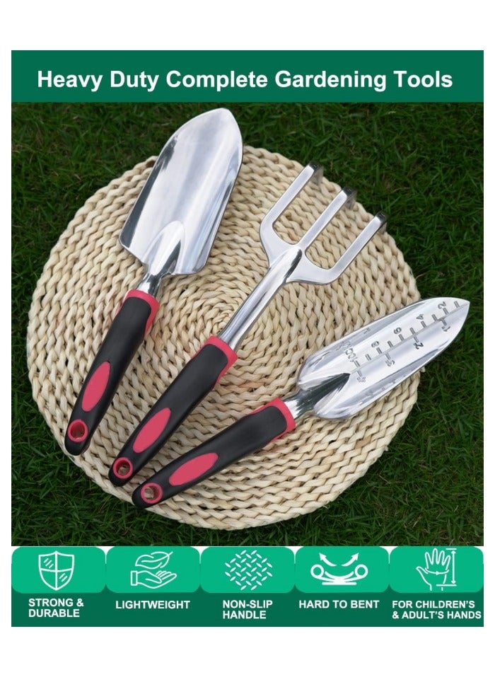 Generic Garden Tool Set with Non-Slip Rubber Handle, 3 Piece Cast-Aluminum Heavy Duty Gardening Kit Includes Hand Trowel, Transplant Trowel and Cultivator Hand Rake - Image 2