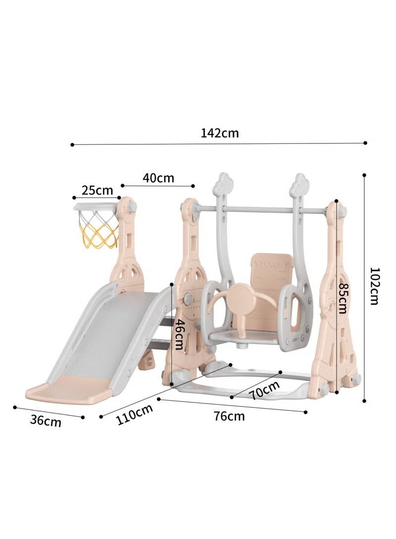 فول جوي مجموعة زحليقة وأرجوحة مع حلقة كرة سلة 3*1 للأطفال،مجموعة ملعب داخلي وخارجي للأطفال الصغار،مجموعة ألعاب تسلق للأطفال - Image 2