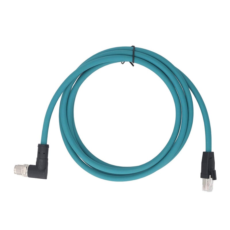 M12 X Code إلى RJ45 Cat6A كابل إيثرنت IP67 مقاوم للماء 2 متر أزرق محمي لأتمتة المصانع - Image 2
