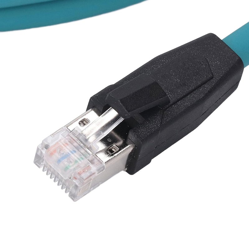 M12 X Code إلى RJ45 Cat6A كابل إيثرنت IP67 مقاوم للماء 2 متر أزرق محمي لأتمتة المصانع - Image 5