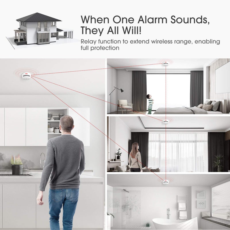اكس سينس [طراز ترقية] X-sense اللاسلكي اللاسلكي كاشف دخان الكشف عن إنذار الحريق مع أكثر - Image 2