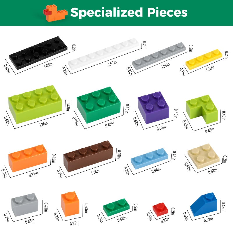 HUIZDQ 1100 Pieces Building Blocks Compatible with All Major Brands Classic Bulk Blocks Includes Wheels Door Window Street Lights - Image 3
