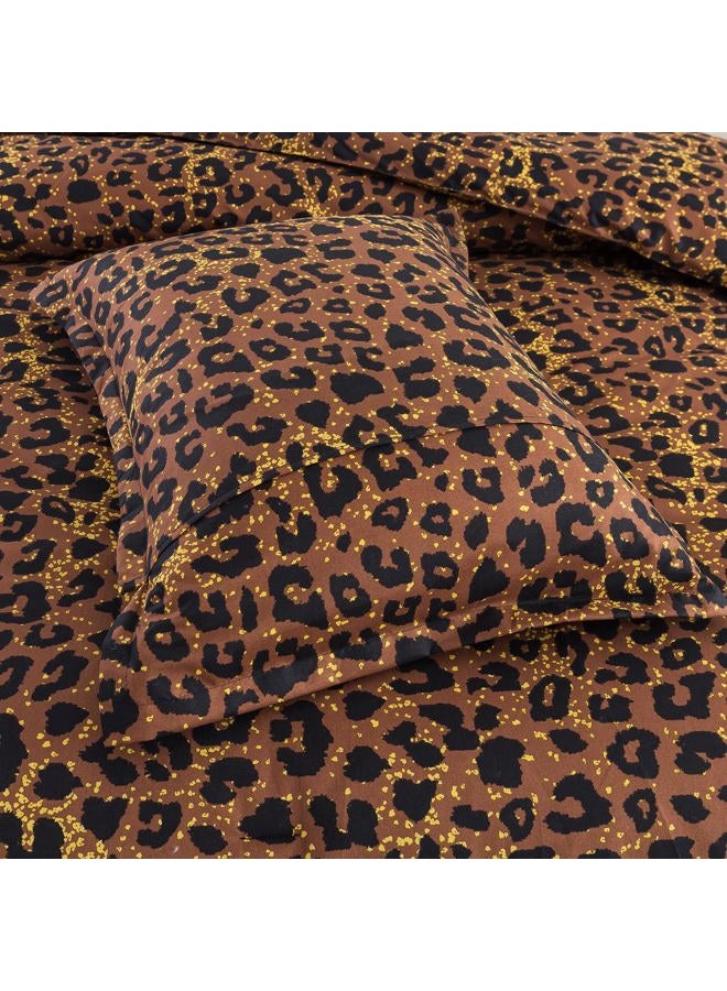 Caressma Safari Leopard Cheetah Print Brown Comforter Set, Full Size 3 Pieces for All Seasons, Untamed Wilderness Style Comforter with Pillowshams, Ultra Soft Microfiber - Image 5