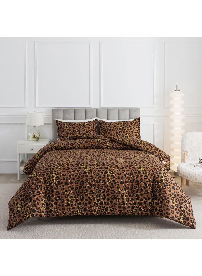 Caressma Safari Leopard Cheetah Print Brown Comforter Set, Full Size 3 Pieces for All Seasons, Untamed Wilderness Style Comforter with Pillowshams, Ultra Soft Microfiber - Image 3