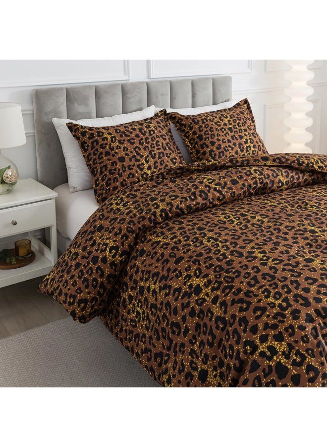 Caressma Safari Leopard Cheetah Print Brown Comforter Set, Full Size 3 Pieces for All Seasons, Untamed Wilderness Style Comforter with Pillowshams, Ultra Soft Microfiber - Image 2