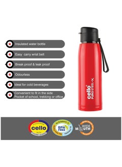 Cello Puro Steel-X Cooper Water Bottle, 600ml, Red, Ideal for Gym, Office, Travel  - Image 2