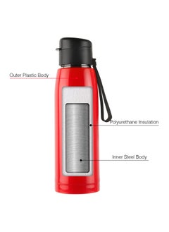 Cello Puro Steel-X Cooper Water Bottle, 600ml, Red, Ideal for Gym, Office, Travel  - Image 3