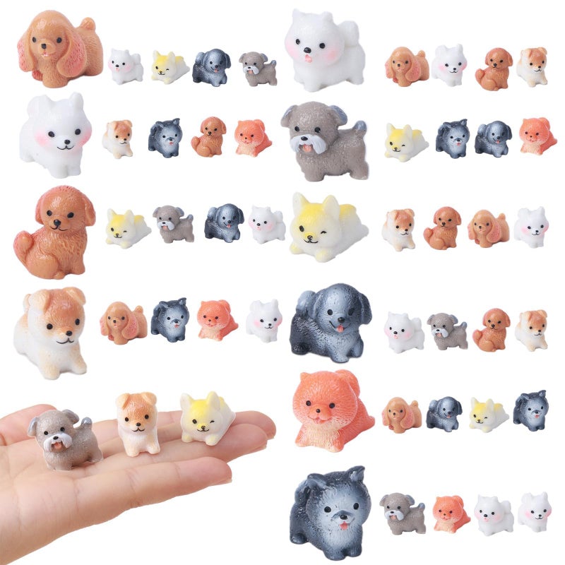 Nerfcareani 50 Pcs Mini Dog Figurines Miniature Resin Animals in Bulk Little Puppy Toys Dog Cake Decorations for DIY Moss Landscape Garden Ornament Birthday Party Home Decors - Image 1