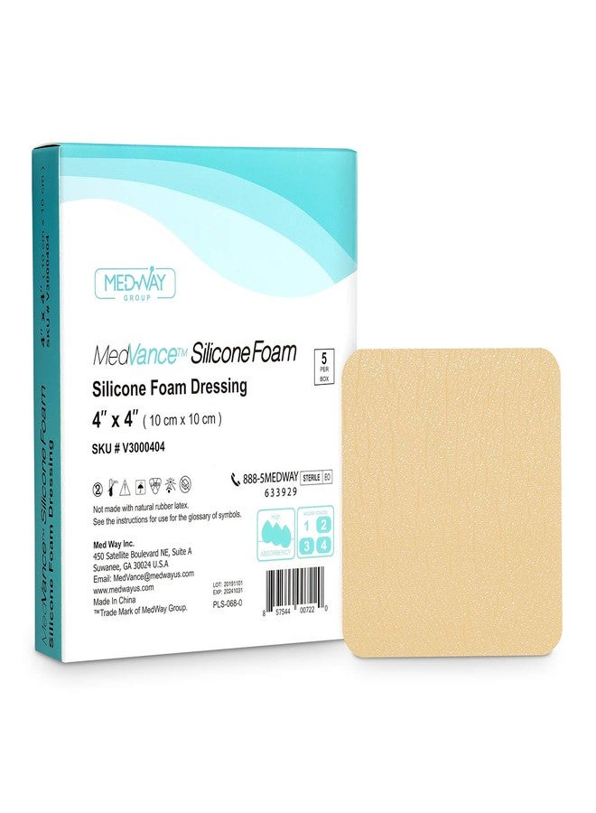 MedVance TM Silicone - Silicone Adhesive Foam Absorbent Dressing, 4"x4", Box of 5 dressings - Image 1