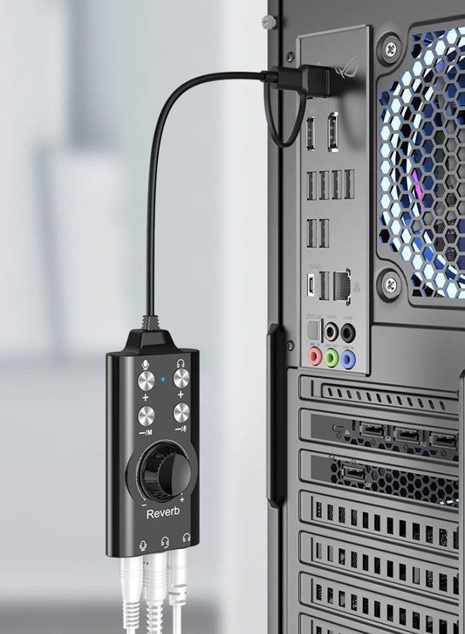 DUNISO USB Sound Card Adapter,Multifunctional  External Audio Converter with Volume Control,for Windows and Mac, Plug & Play No Drivers Needed - Image 3