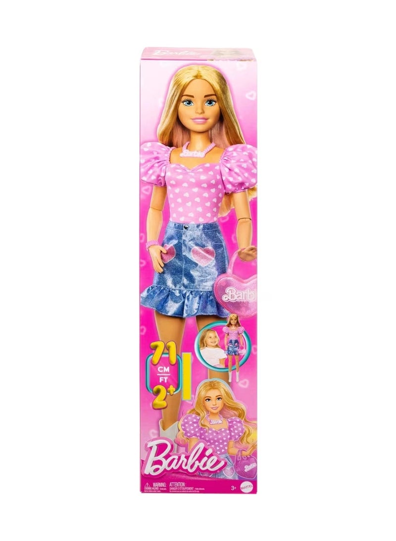 Mattel BARBIE BARBIE 28-IN BLONDE FASHION DOLL WITH REMOVABLE FASHIONS, PINK TOP, DENIM SKIRT, & COWBOY BOOTS, NECKLACE AND PURSE ACCESSORY 