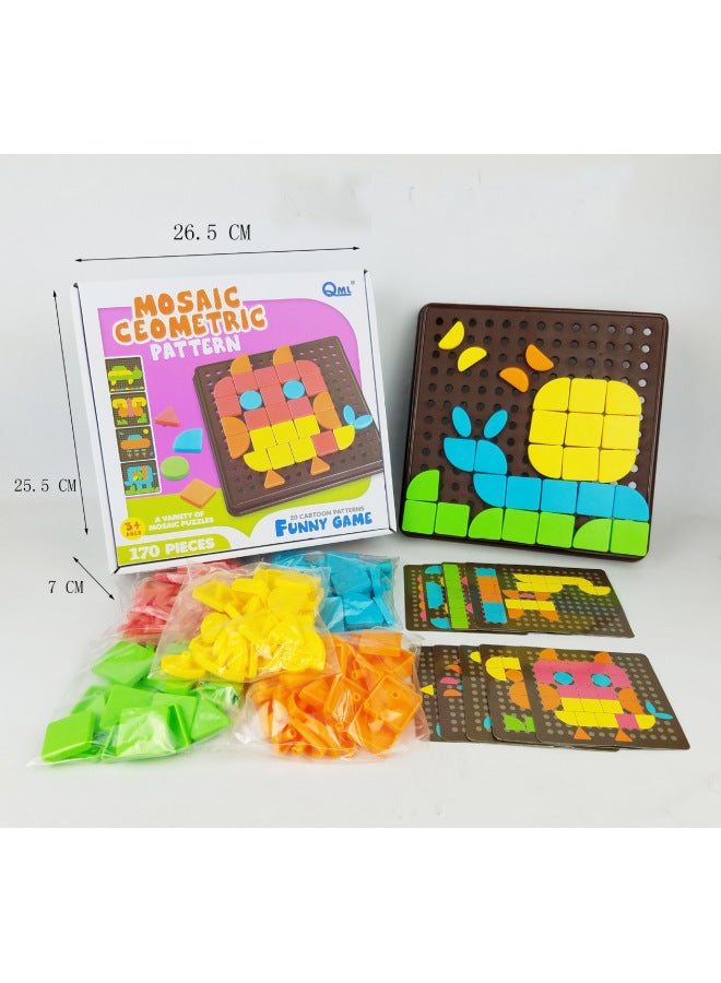 Variety Building Blocks Puzzle Mosaic Geometric Puzzle Development Intelligence Children's Puzzle Early Education Toys-Color:M7H - Image 1