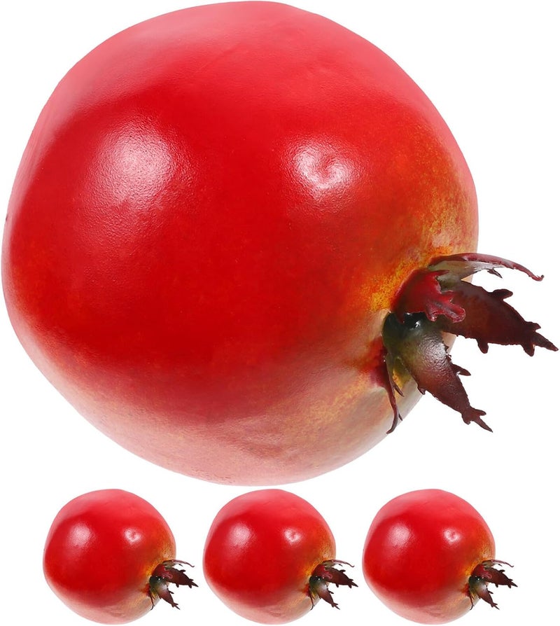 STOBAZA Artificial Pomegranate Fruit Models 4pcs Foam Faux Pomegranates Lifelike Simulation Decor Photography Props for Home Kitchen Party Display - Image 1