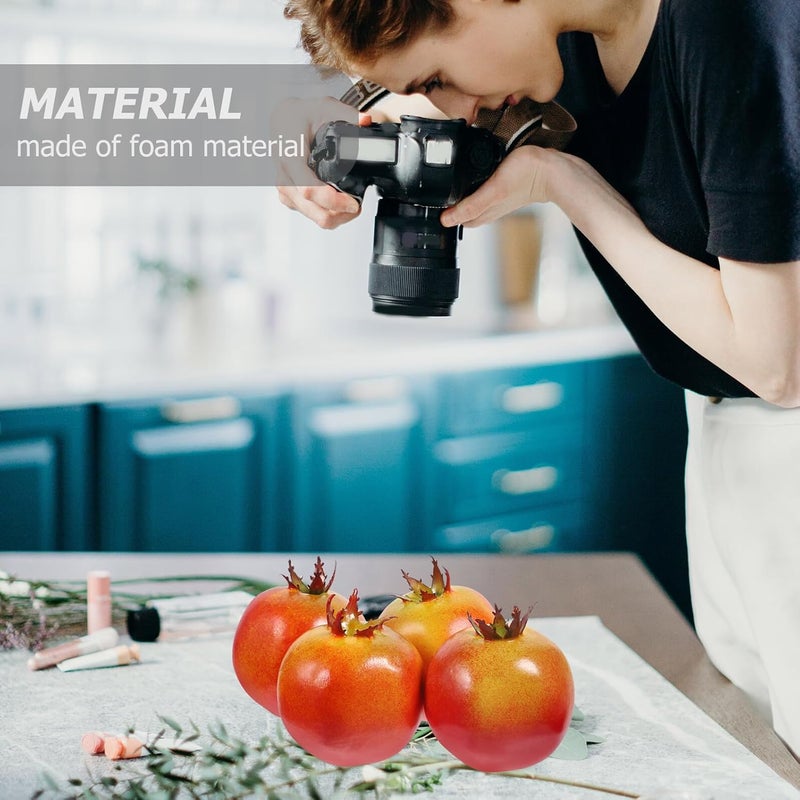 STOBAZA Artificial Pomegranate Fruit Models 4pcs Foam Faux Pomegranates Lifelike Simulation Decor Photography Props for Home Kitchen Party Display - Image 5