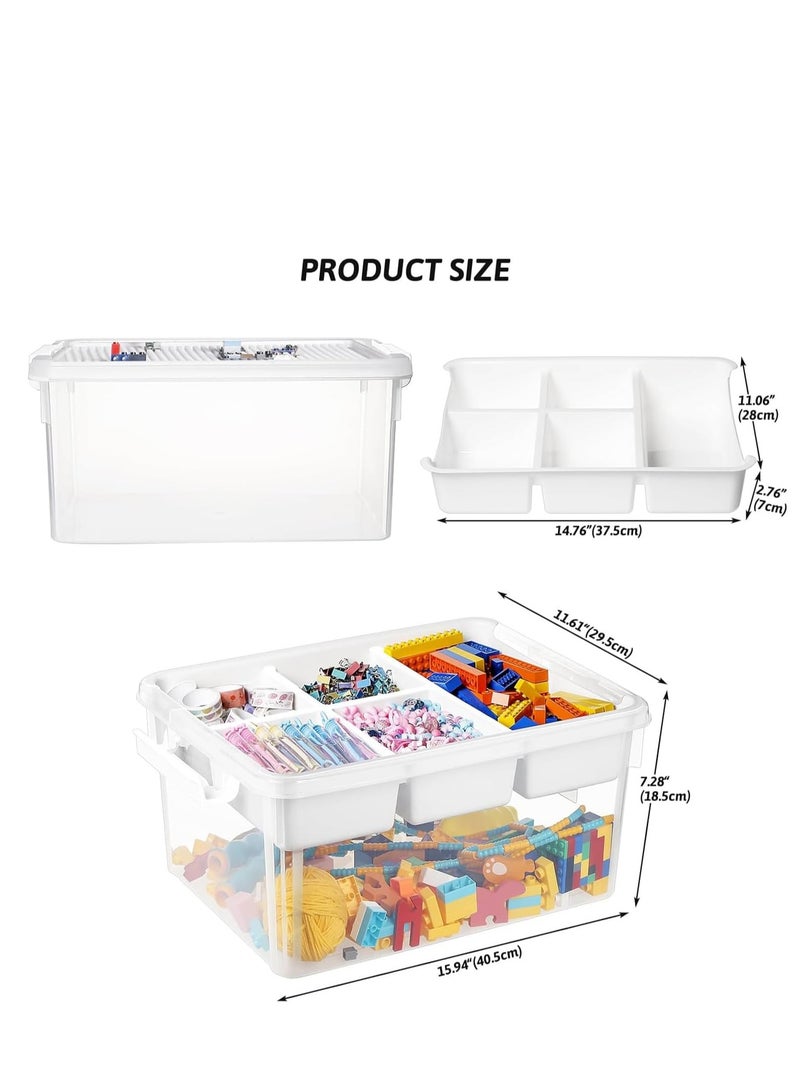 TRASSLE 17 QT Plastic Storage Box with Removable Tray Craft Organizers and Storage Clear Storage Container for Organizing Bead, Tool, Sewing, Playdoh - Image 2