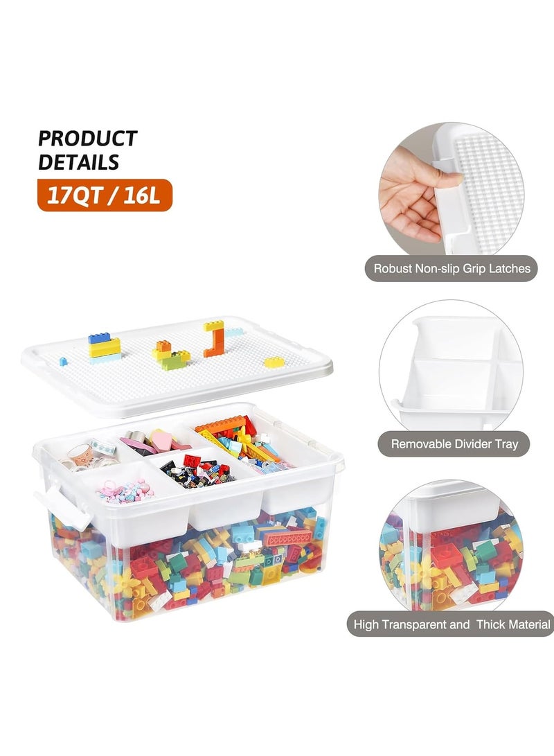 TRASSLE 17 QT Plastic Storage Box with Removable Tray Craft Organizers and Storage Clear Storage Container for Organizing Bead, Tool, Sewing, Playdoh - Image 3