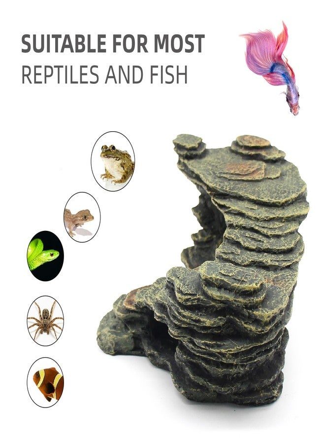 relaqcc Turtle Basking Platform Shale Scape Step Ledge, Reptile Ladder Resting Terrace Aquarium Decor, Great for Reptiles, Amphibians, Frogs, Small Turtle - Image 3
