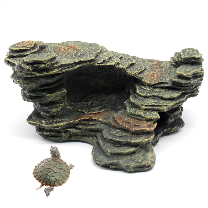 relaqcc Turtle Basking Platform Shale Scape Step Ledge, Reptile Ladder Resting Terrace Aquarium Decor, Great for Reptiles, Amphibians, Frogs, Small Turtle - Image 1