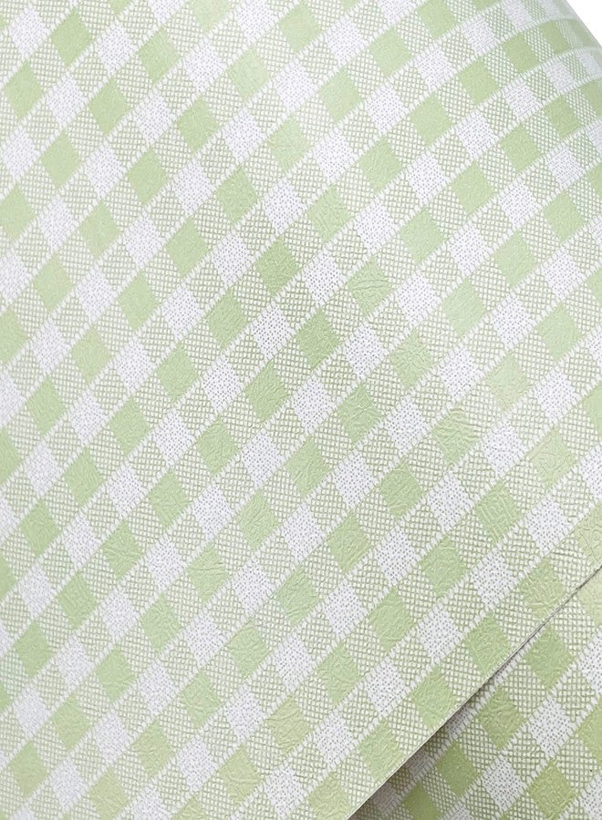 Yifasy 32.8ft Roll Green Plaid Shelf Liner Peel and Stick Furniture Shelving Paper Vinyl Wallpaper Cabinet Sticker (L-393.7x17.7 Inch) - Image 4
