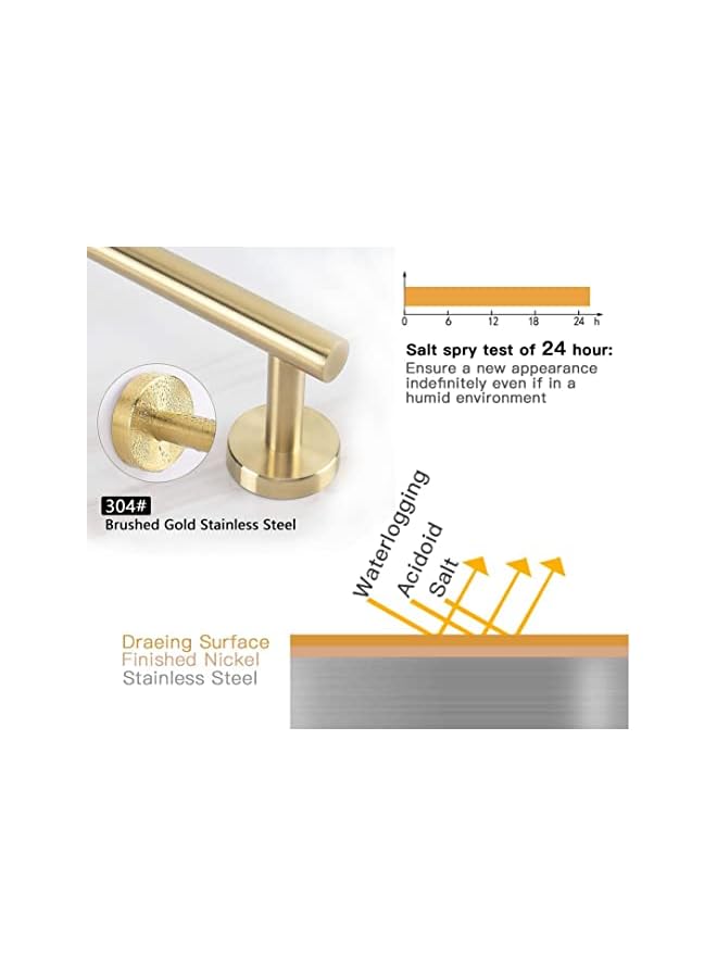 promass Brushed Gold Towel Bar, Gold Bathroom Accessories 12-Inch Hand Towel Holder for Bathroom, SUS304 Stainless Steel, Modern Style, for Bathroom Kitchen, Towel Rail Wall Mounted Towel - Image 4