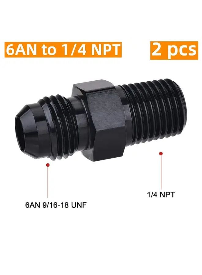 6AN To 1 4 NPT Male Fuel Rail Adapter Fitting Straight Pipe Adapter 2pcs - Image 1
