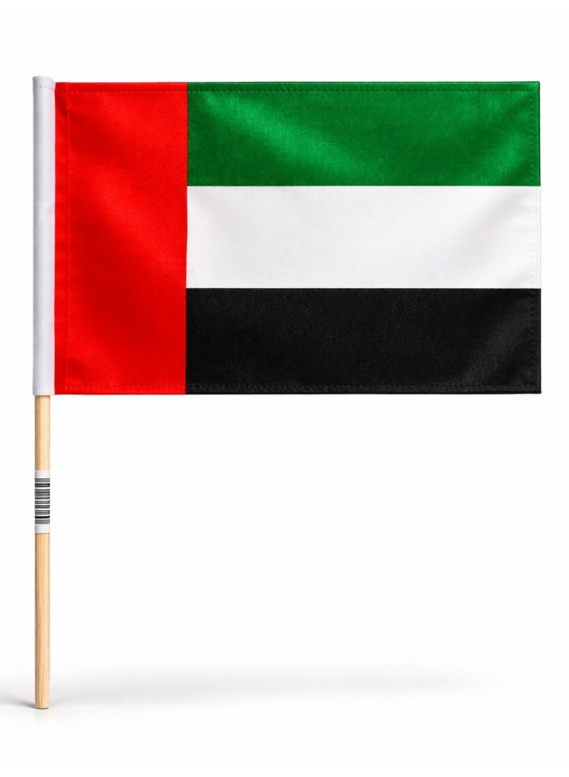 UAE National Flag  22x30 CM With Stick – Handheld United Arab Emirates Flag for Events, National Day, Celebrations & Decorations (ND0560)