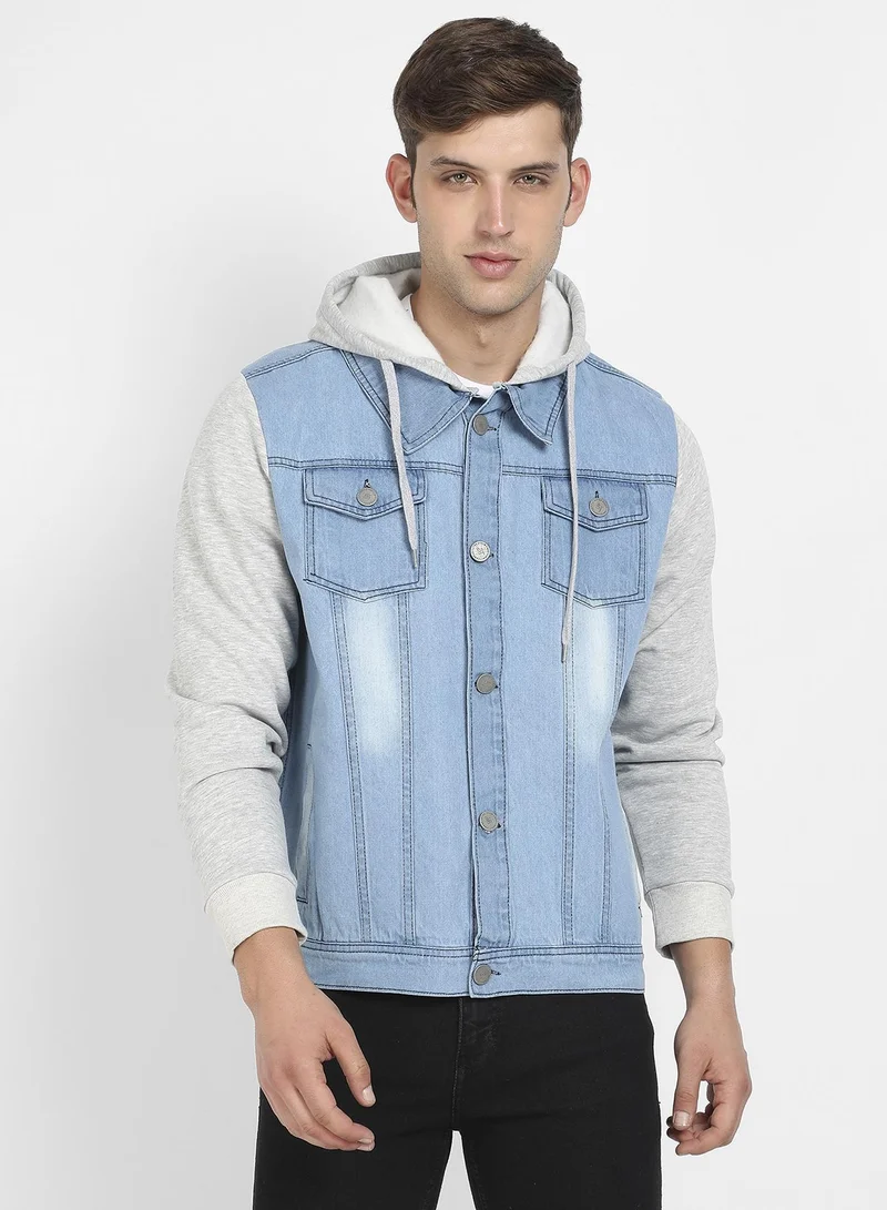 كامبوس سوترا سترة رجالي من الدنيم باللونين الأزرق والرمادي مع أكمام من النوع الثقيل