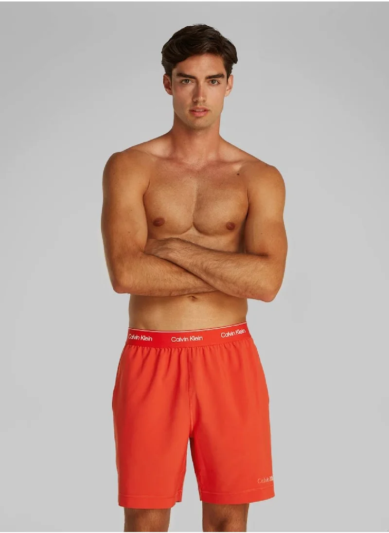 CALVIN KLEIN Men's Woven Gym Shorts - 7" inseam - Polyester, Orange