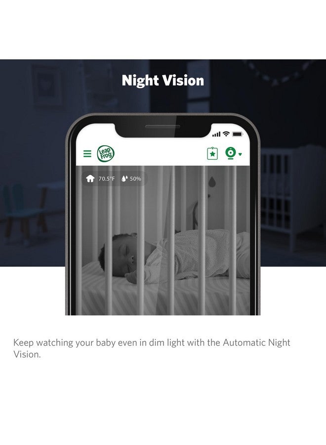 LeapFrog Scout LF2911 Baby Monitor Camera, WiFi Remote Access, 1080p HD 360 ° Pan & Tilt Smart Camera, 2-Way Audio Talk, Night Light, Night Vision, Soothing Sounds, Temp. & Humidity Sensor - Image 4