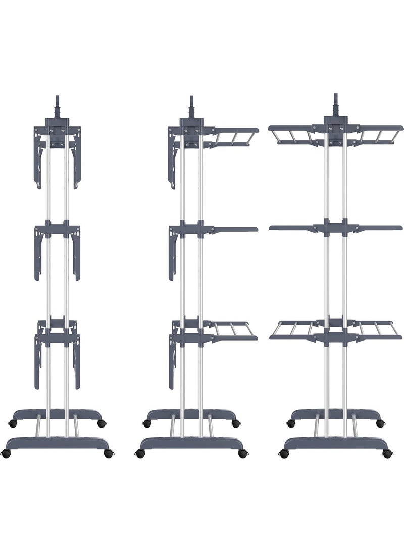Chase Up 3-Tier Multi-Purpose Garment Rack & Cloth Drying Stand – Foldable Heavy Duty Laundry Rack	Includes Integrated Cloth Clip Set for Socks & Small Items, Indoor & Outdoor Use - Image 5