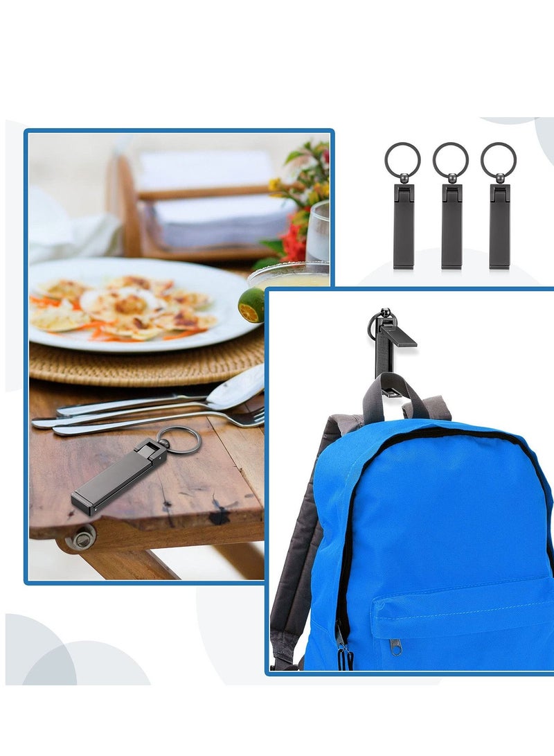 KASTWAVE 3 Pieces Instant Bag Hook Bag Hanger Collection, Purse Handbag Hook Hanger Holder Set Mobile Phone Holder Foldable Stylish Swivel Hanger for Table Desk, Handbag Storage, Elastic Cap Clips Hat (Black)  - Image 2