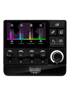 Hercules Stream 200 XLR, Pro Audio Mixer For Advanced Content Creators, With XLR Mic Pre-Amp, LCD Screen, High Resolution Encoders, 4 Actions Buttons And Customizable Interface, Compatible With PC  - Image 1