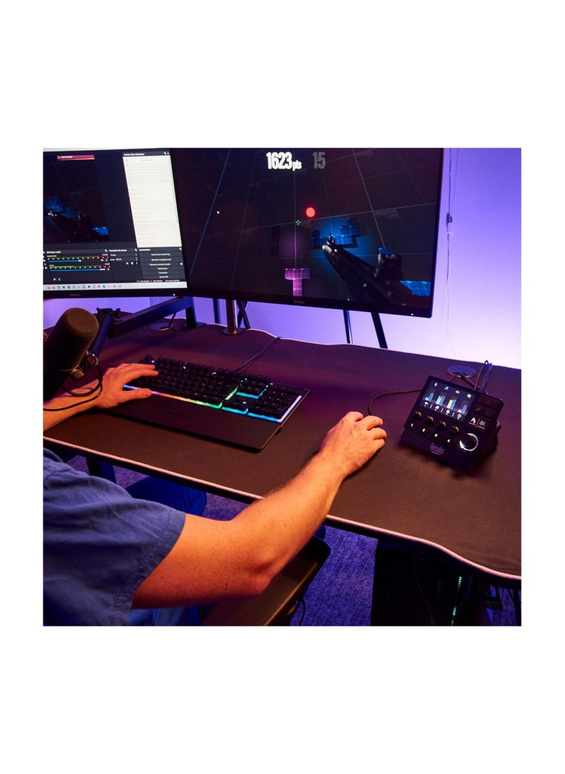 Hercules - Stream 200 XLR, Pro Audio Mixer For Advanced Content Creators, With XLR Mic Pre-Amp, LCD Screen, High Resolution Encoders, 4 Actions Buttons And Customizable Interface, Compatible With PC - Image 1