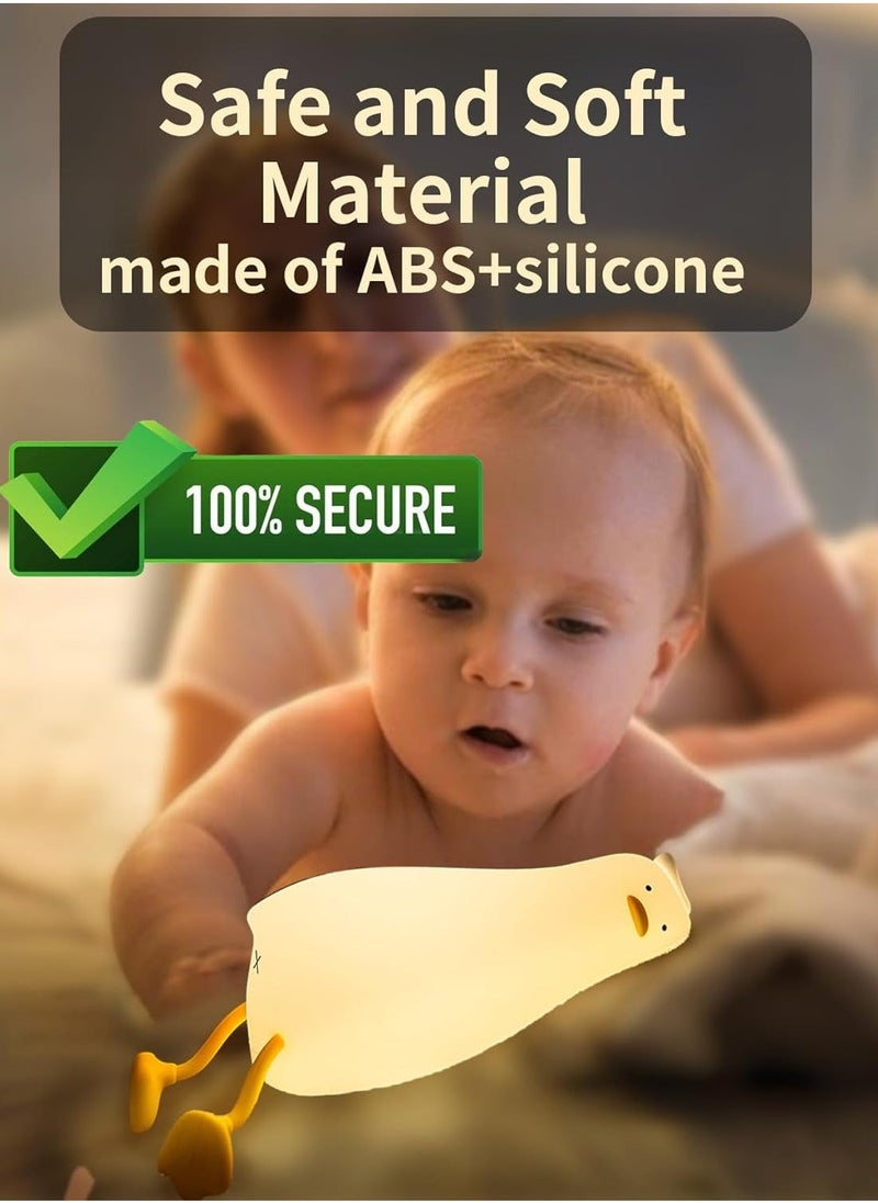 ELTRAZONE Lying Flat Duck Night Light, Cute Silicone Duck Lamp, LED Nursery Nightlight, Dimmable Bedside Touch Lamp, Rechargeable Light Up Duck for Breastfeeding, Toddler & Kids Room Decor – Soft & Safe Night Light for Babies - Image 2