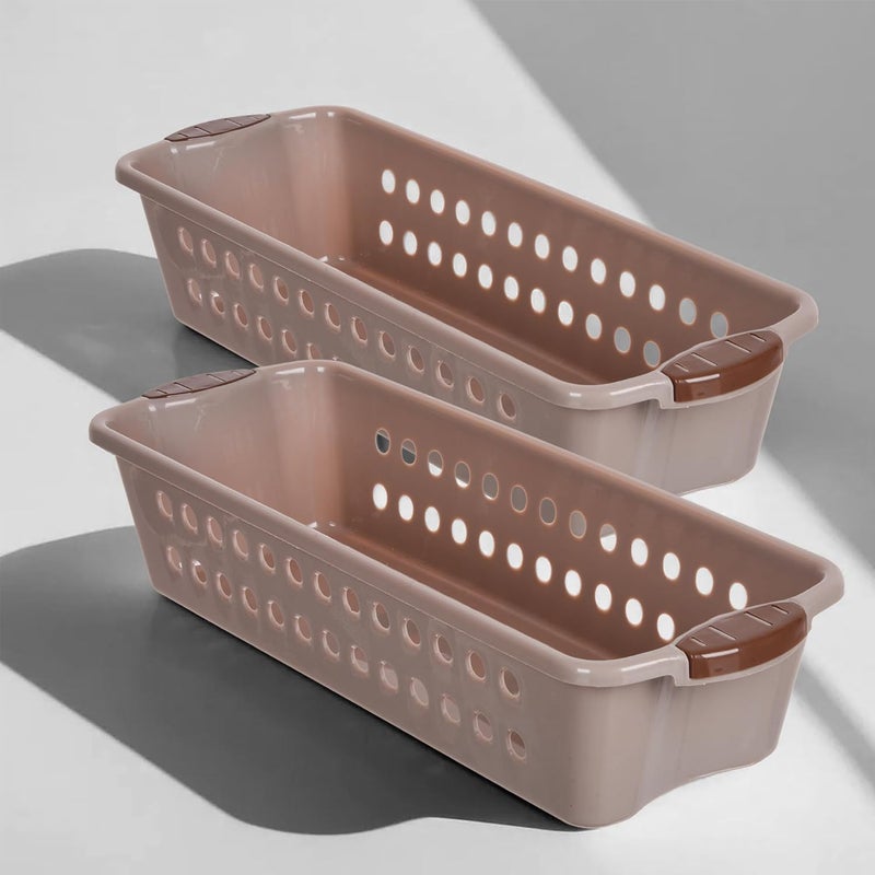 Kuber Industries Pack of 2 Storage Basket Storage Organizer for KitchenRefrigeratorVegetablesStationery Multipurpose Cabinet Shelf Rack Storage Box for Kitchen JAWA1 Small Peach - Image 1