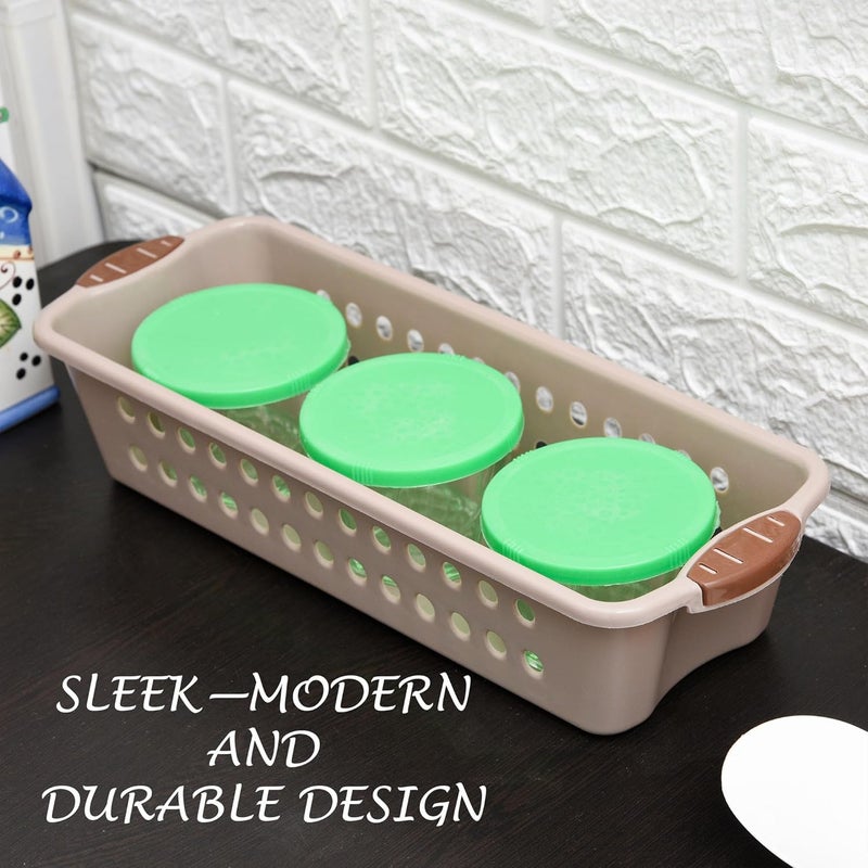 Kuber Industries Pack of 2 Storage Basket Storage Organizer for KitchenRefrigeratorVegetablesStationery Multipurpose Cabinet Shelf Rack Storage Box for Kitchen JAWA1 Small Peach - Image 4