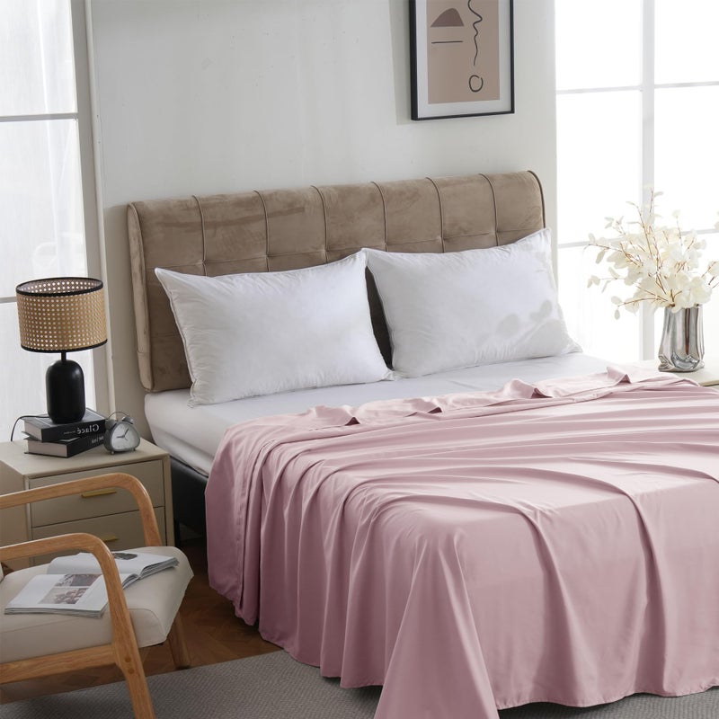ZPECC Bulk Flat Sheets Only Full Size 6 Pack  Easy Sort Top Bed Sheet by Color-Coded Hem Threads  Soft Durable Brushed Microfiber Fabric Hotel Airb&bs Essentials for Hosts  81 ""x96 ""  Pink - Image 3