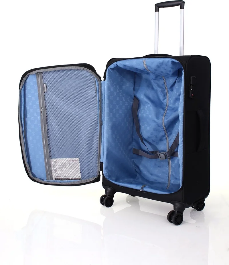 pierre cardin Plain 4200 Small Size Ultra Light Lightweight Luxury Fabric Wheeled Suitcase Black Water Yes Casual Small