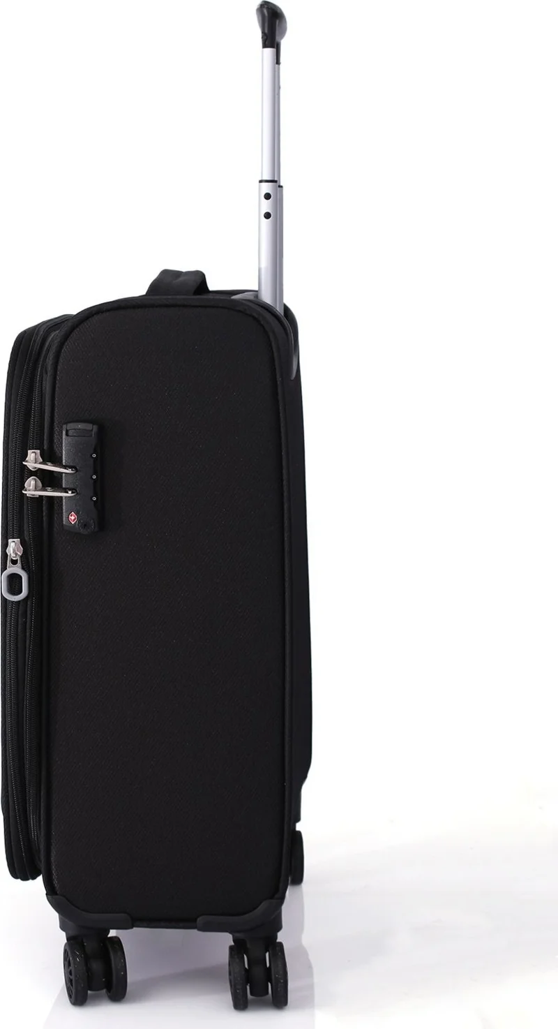 pierre cardin Plain 4200 Small Size Ultra Light Lightweight Luxury Fabric Wheeled Suitcase Black Water Yes Casual Small
