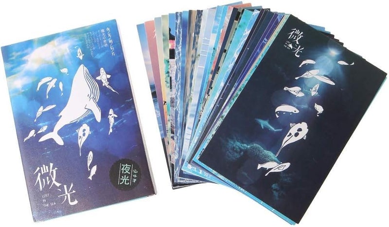 30pcs Vintage Luminous Postcard Glow In The Dark Ocean Greeting Post Card - Image 1