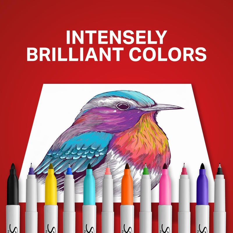 Sharpie مجموعة ماركر شاربى الدائمة النهائية، ماركرات ذات طرف رفيع وطرف عادي، رائعة للمعلمين ولوازم الفصول الدراسية، لوازم فنية، مجموعة ماركرات بالجملة، ألوان متنوعة، 72 قطعة - Image 3