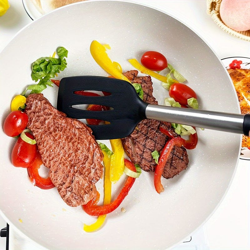 3 Piece Black Silicone Spatula Set Heat Resistant Nonstick Kitchen Cooking - Image 2