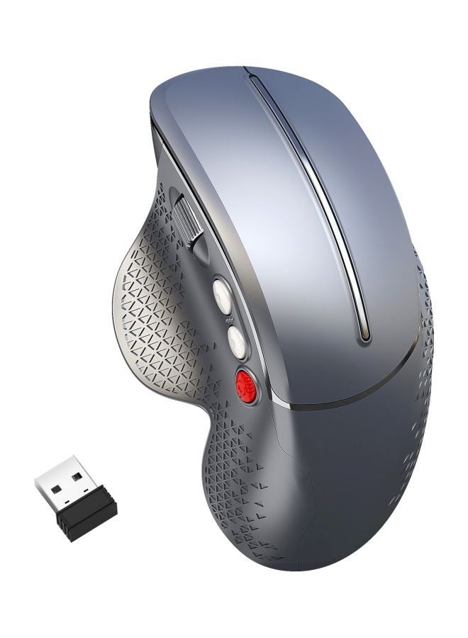 NIBEMINENT Ergonomic Vertical Wireless Mouse With USB Receiver Silver - Image 1