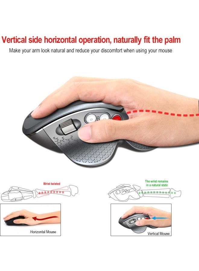 NIBEMINENT Ergonomic Vertical Wireless Mouse With USB Receiver Silver - Image 4