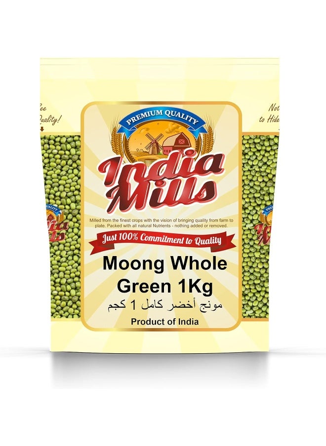 India Mills INDIA MILLS Moong Whole Green, 1 Kg  - Image 1