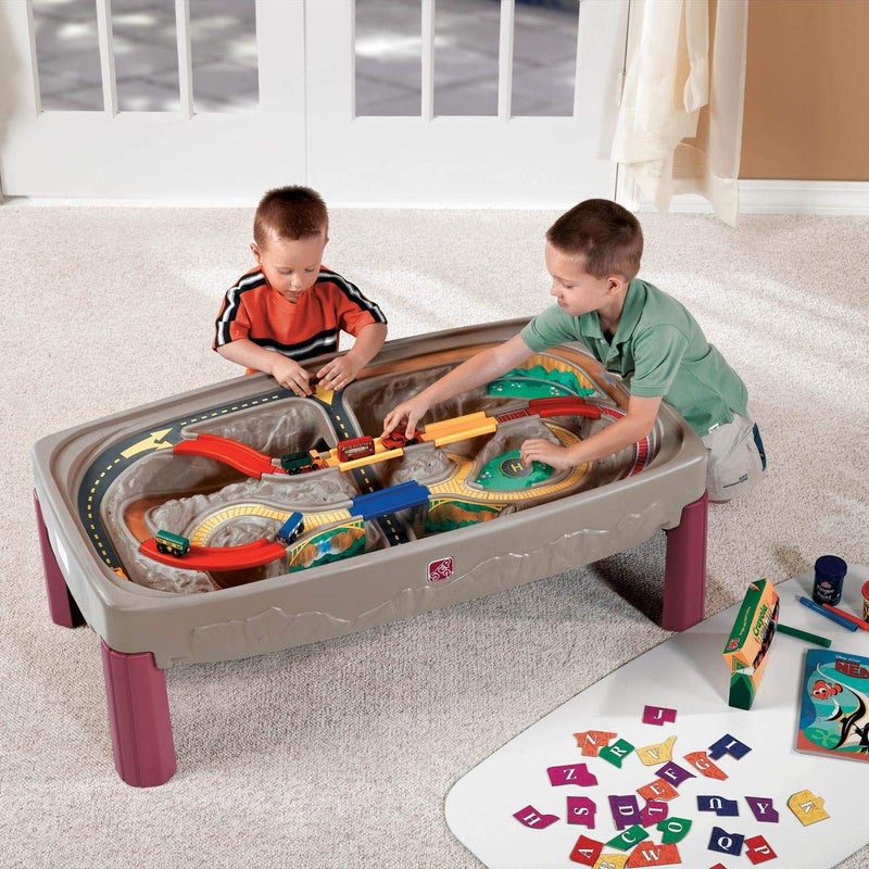 Step2 Deluxe Canyon Road Train & Track Table, Kids Activity Table for Cars, Cover Included, Made of Durable Plastic, Includes 3-Piece Train Set, For Toddlers 3+ Years Old - Image 2