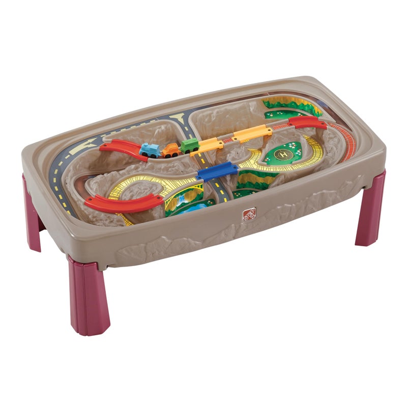 Step2 Deluxe Canyon Road Train & Track Table, Kids Activity Table for Cars, Cover Included, Made of Durable Plastic, Includes 3-Piece Train Set, For Toddlers 3+ Years Old - Image 1