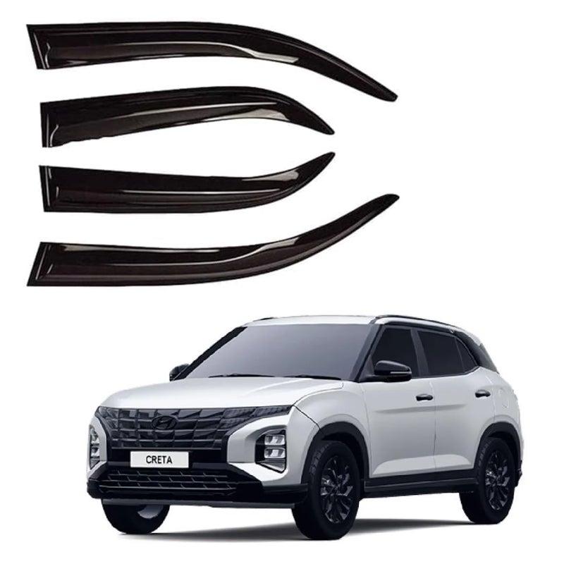 ROYALTECH Premium Non-Breakable Car Window Door Visor/Rain Guard/Wind Deflector Compatible for (Creta 2024 Latest Model) - Image 1
