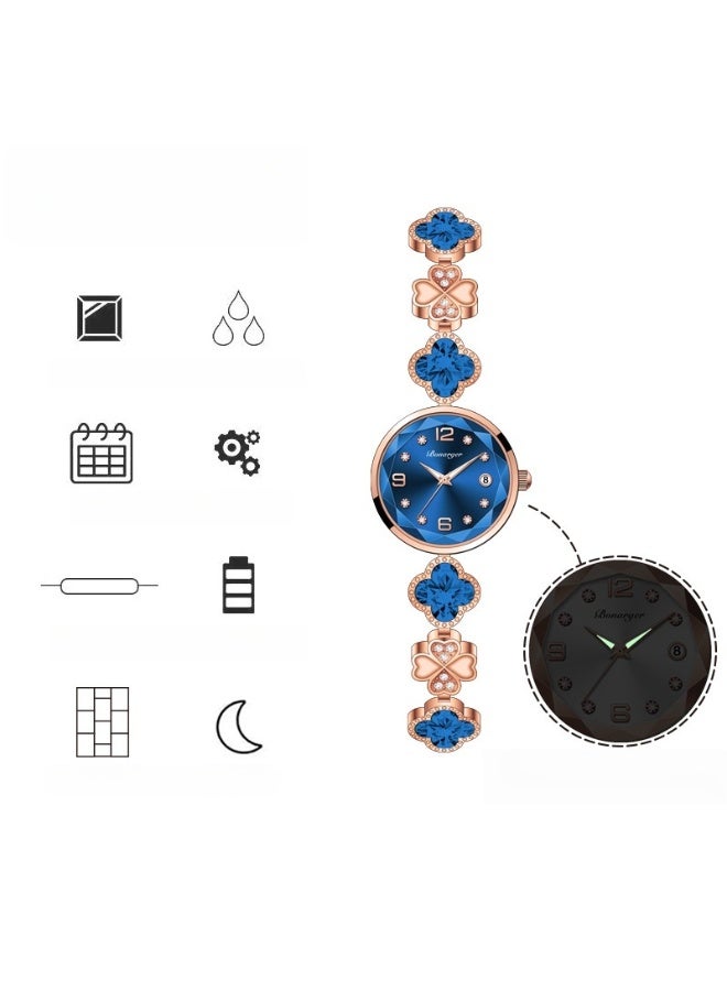 BONARGER Four-Leaf Clover Waterproof Women's Watch, a Stylish and Luxurious Quartz Bracelet Watch - Image 2